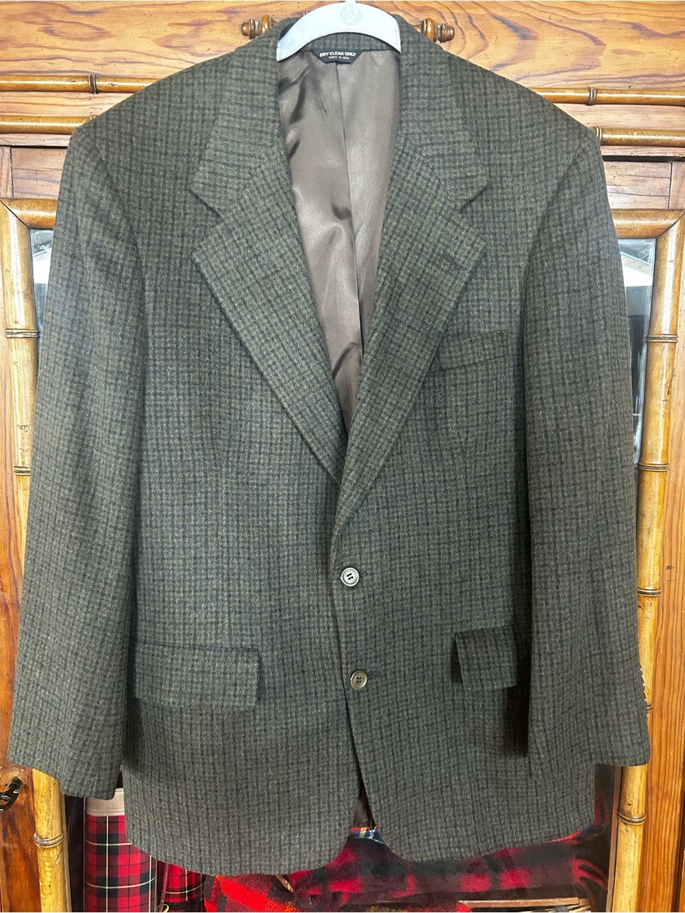 Vintage Men’s Green-Brown Houndstooth Sport Coat